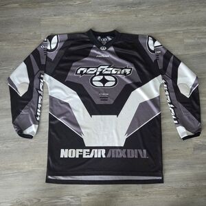 No Fear Black and Gray Long Sleeve Jersey Motorcycle Dirt Bike Shirt XL